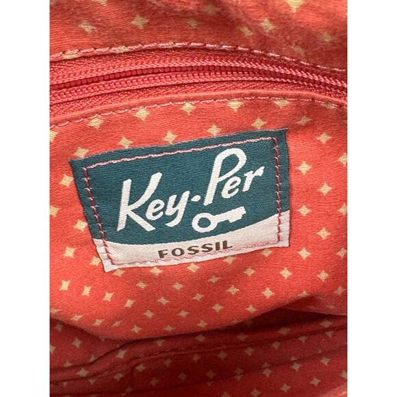 Fossil Key-Per Coated Canvas Swan Crossbody Bag Purse Boho Colorful Artsy Unique - Picture 9 of 11